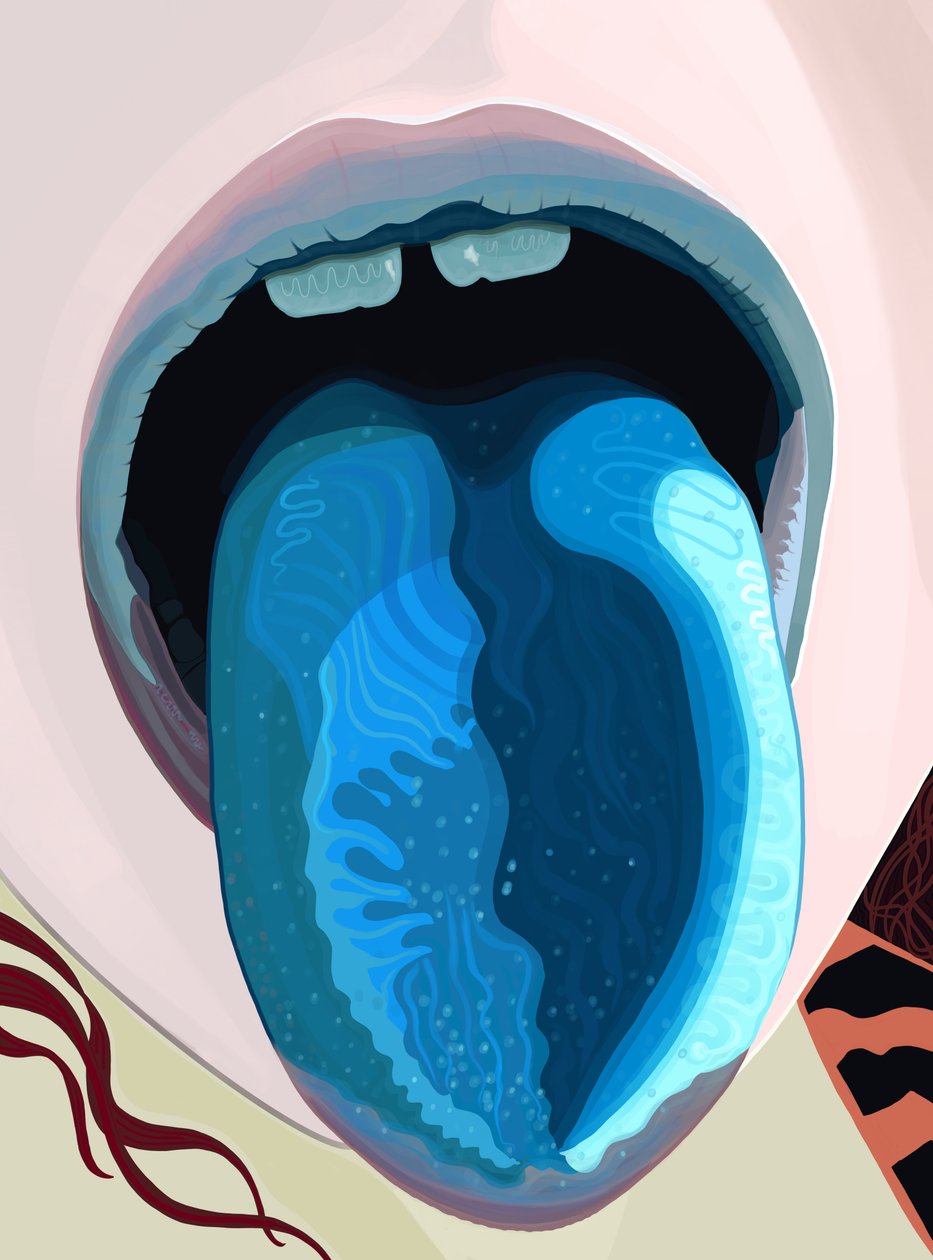Blauwe tong van ijslolly (digitale kunst) door Evan Sklar