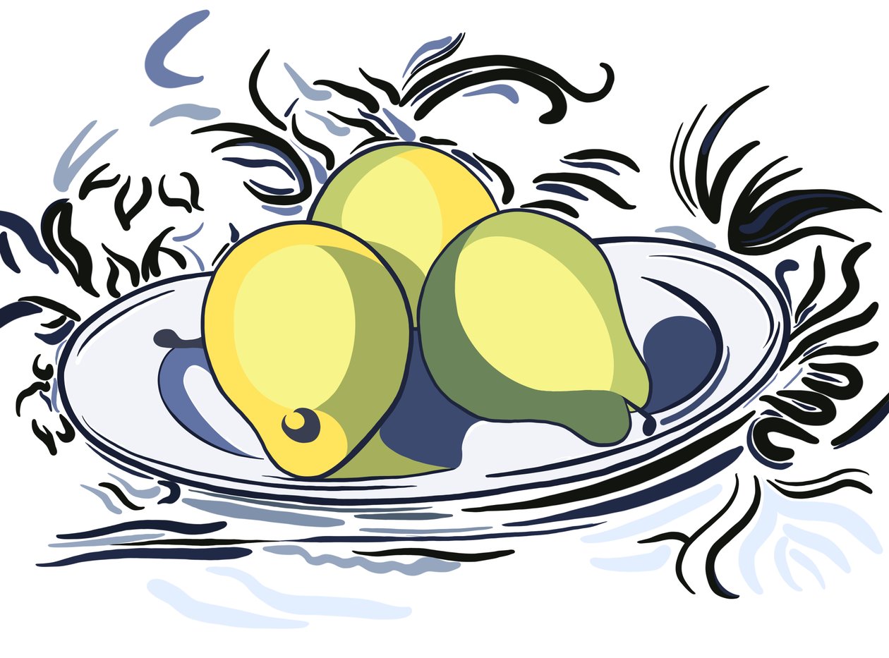 De drie peren van Cezanne, c.2020-24 (digitale kunst) door Evan Sklar