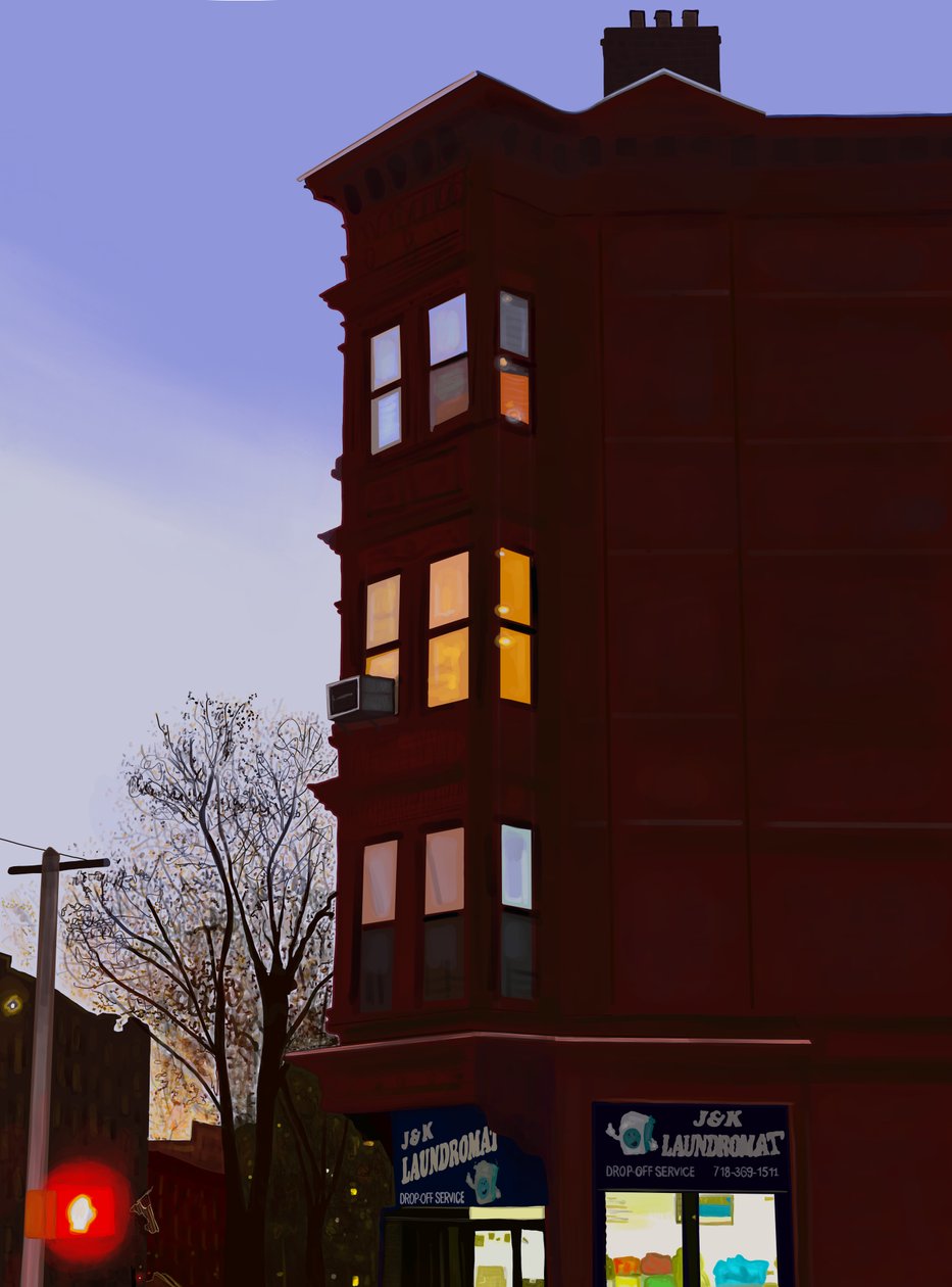 JK Landromat (digitale kunst) door Evan Sklar