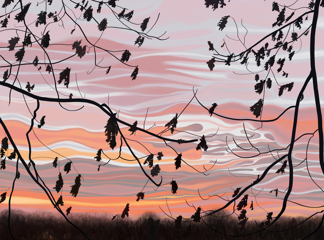 Eikenbladeren en lucht, Brooklyn (digitale kunst) door Evan Sklar