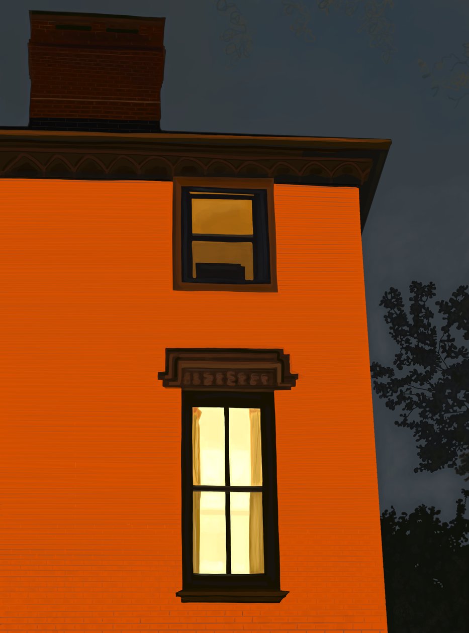Orange Building, Brooklyn (digitale kunst) door Evan Sklar