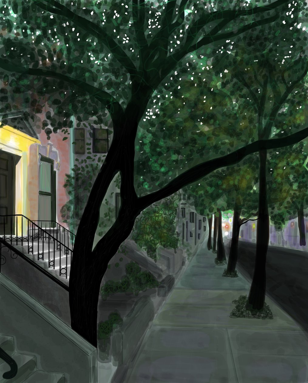 Top of Block, Brooklyn (digitale kunst) door Evan Sklar