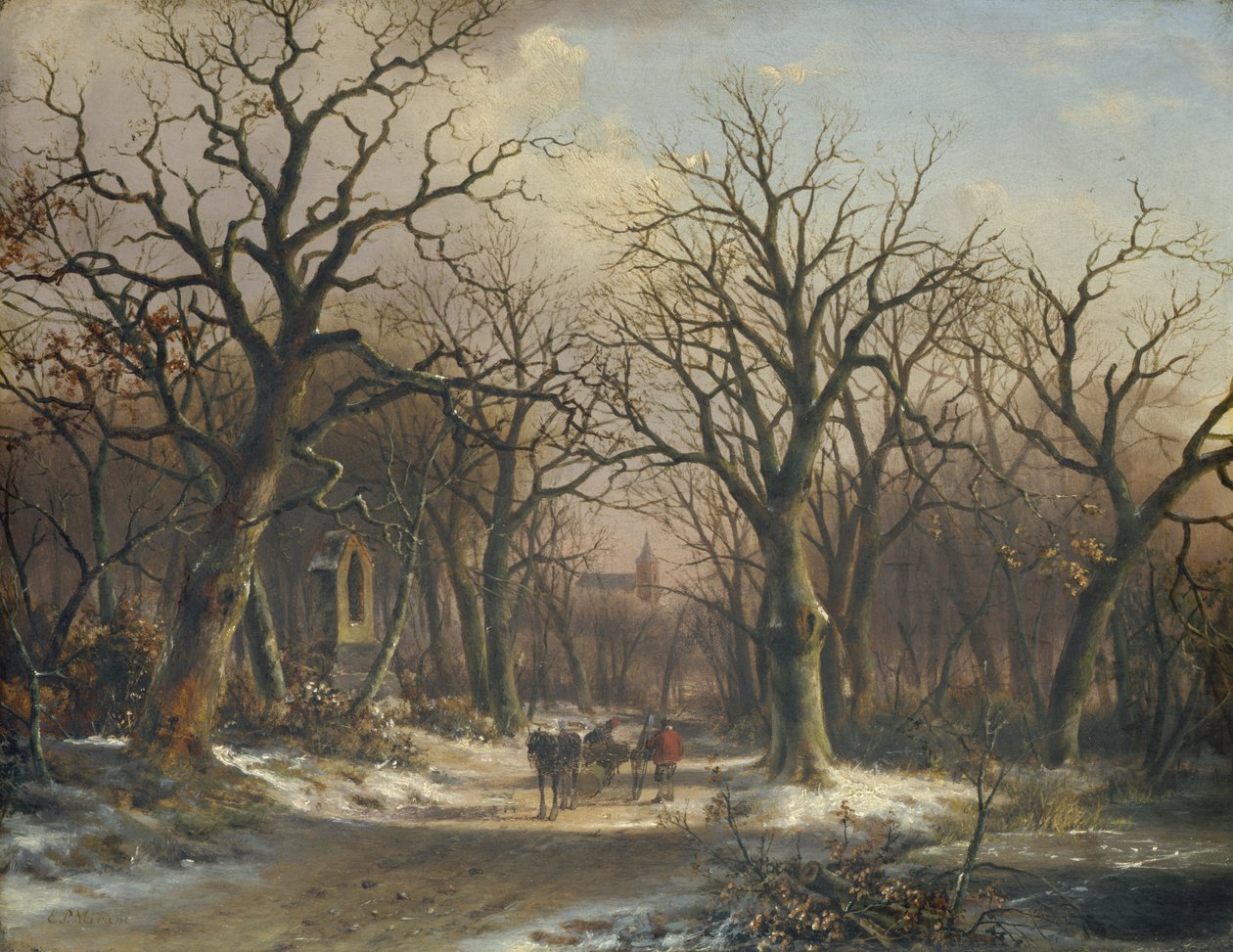 Winterlandschap door Everadus Benedictus Mirani