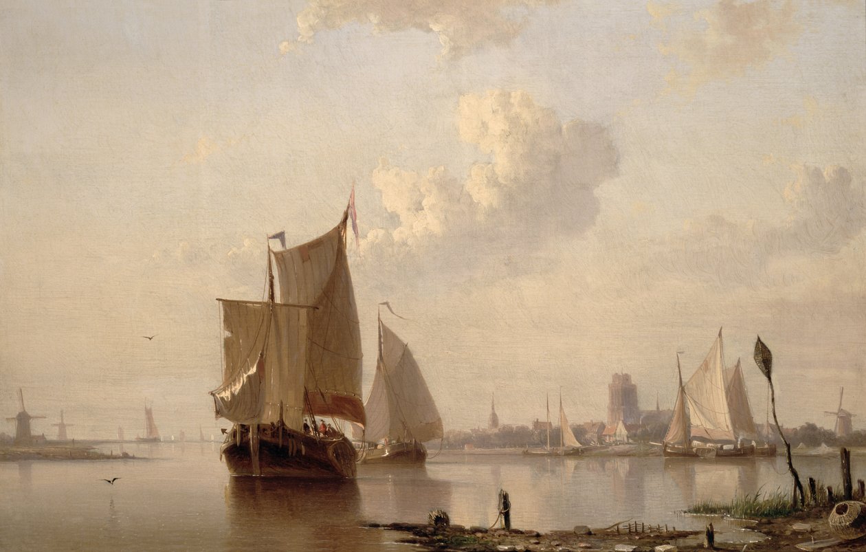 Boten in de haven door Everhardus Koster