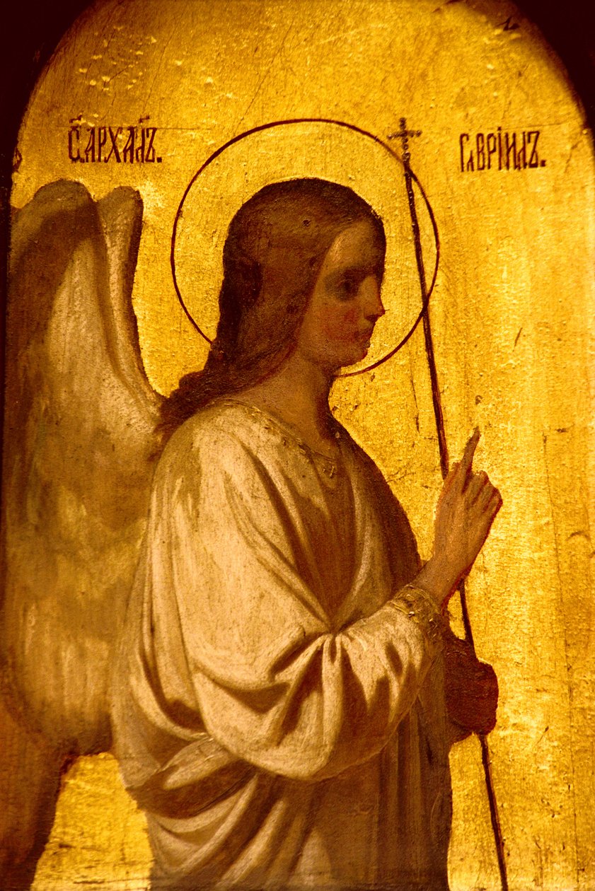 Detail van de iconostase die de Engel van de Aankondiging afbeeldt, 1861 door Evgraf Sorokine