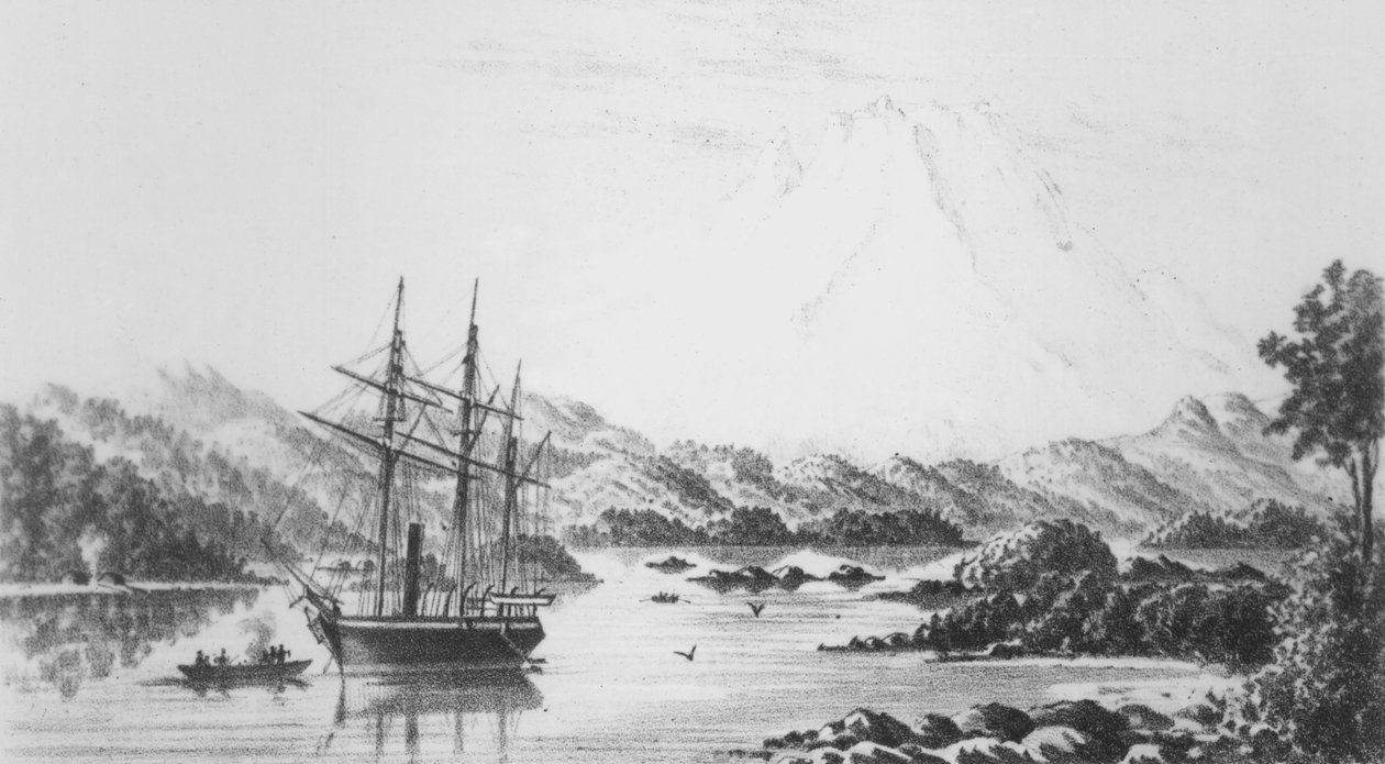 Mount Burney vanaf de Otter-eilanden door F.C.P. Vereker