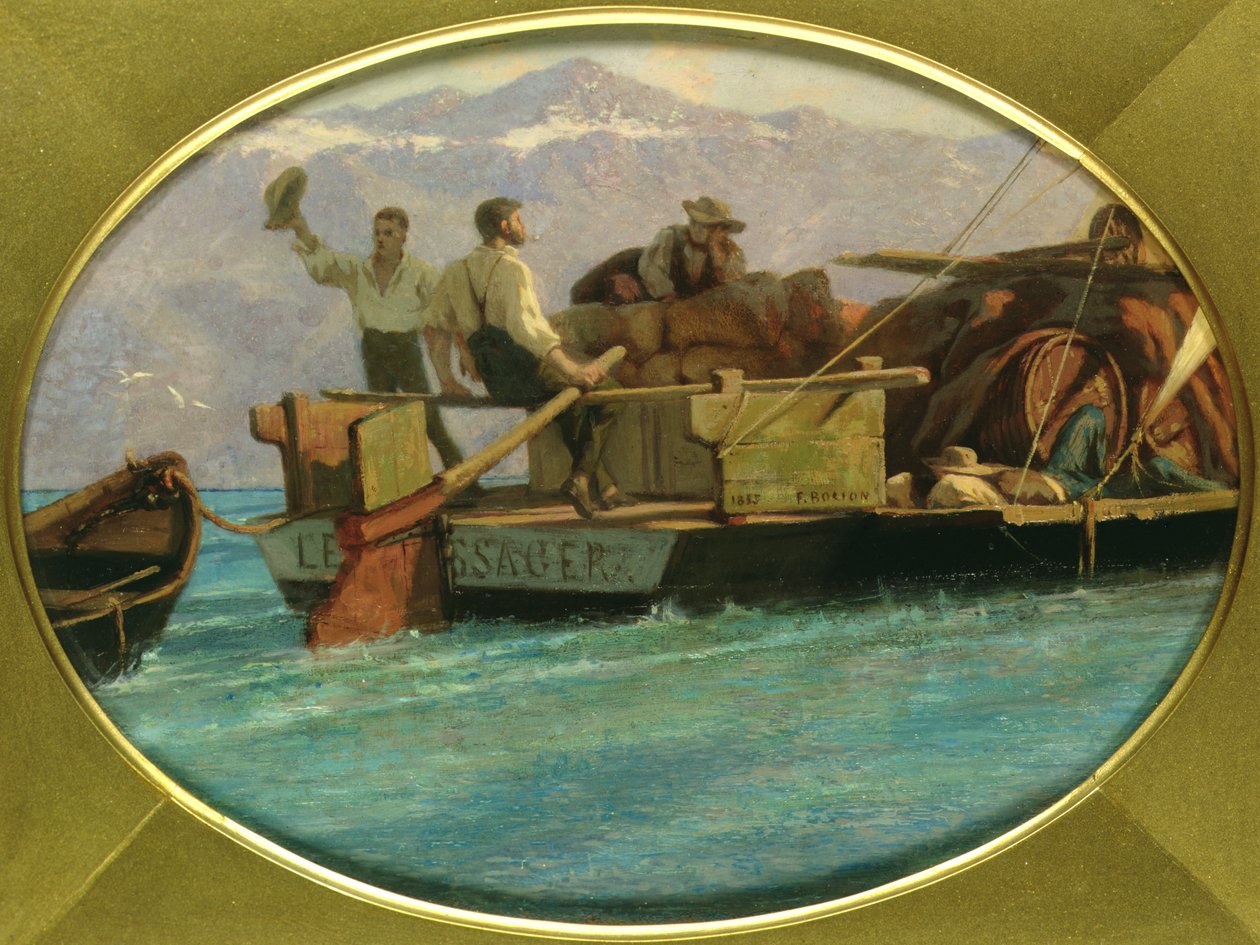 Bagageboot op het Meer van Genève door F.L.D. Bocion