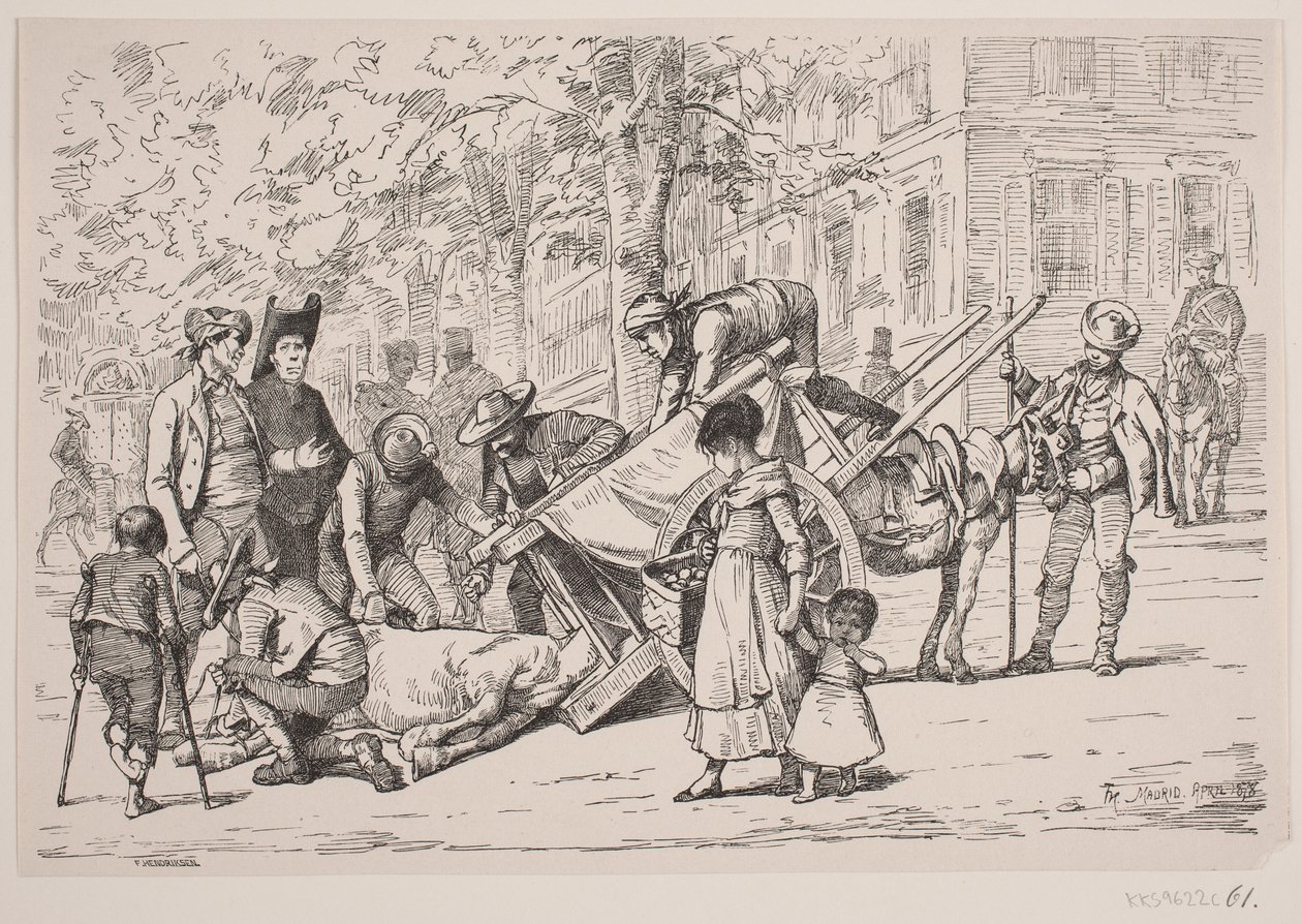 Straatscène uit Madrid door F. Hendriksen
