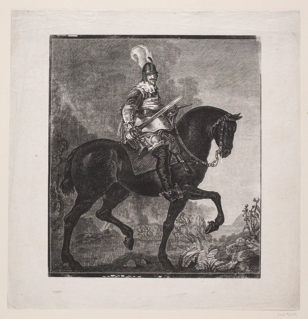 Karel van Mander: Christiaan IV te paard door F. Hendriksen