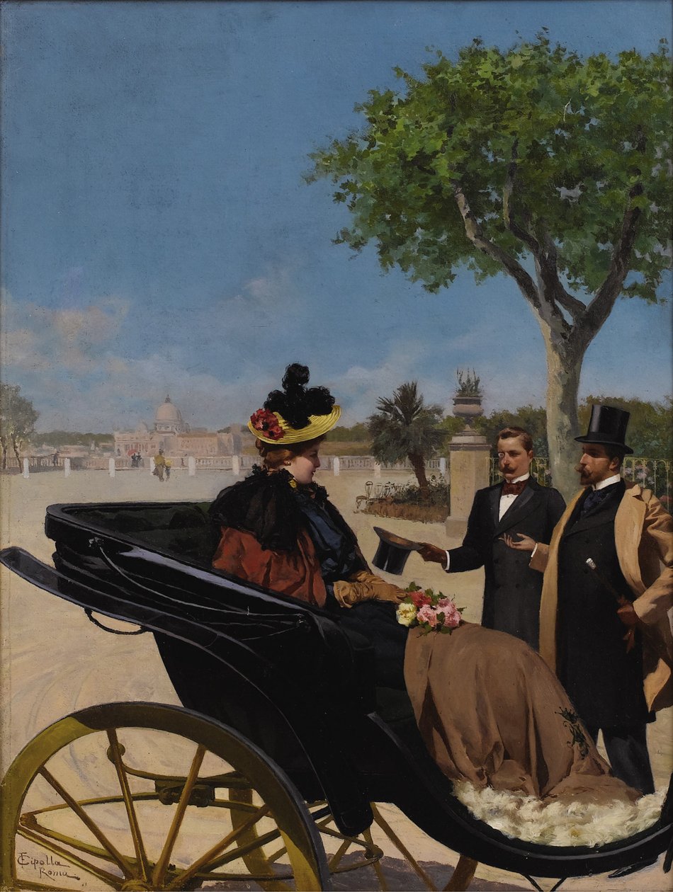 Aankomst bij de Villa Borghese, 1878 door Fabio Cipolla
