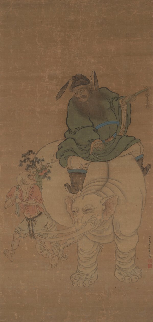 Zhong Kui rijdt op een olifant door Fan Yi