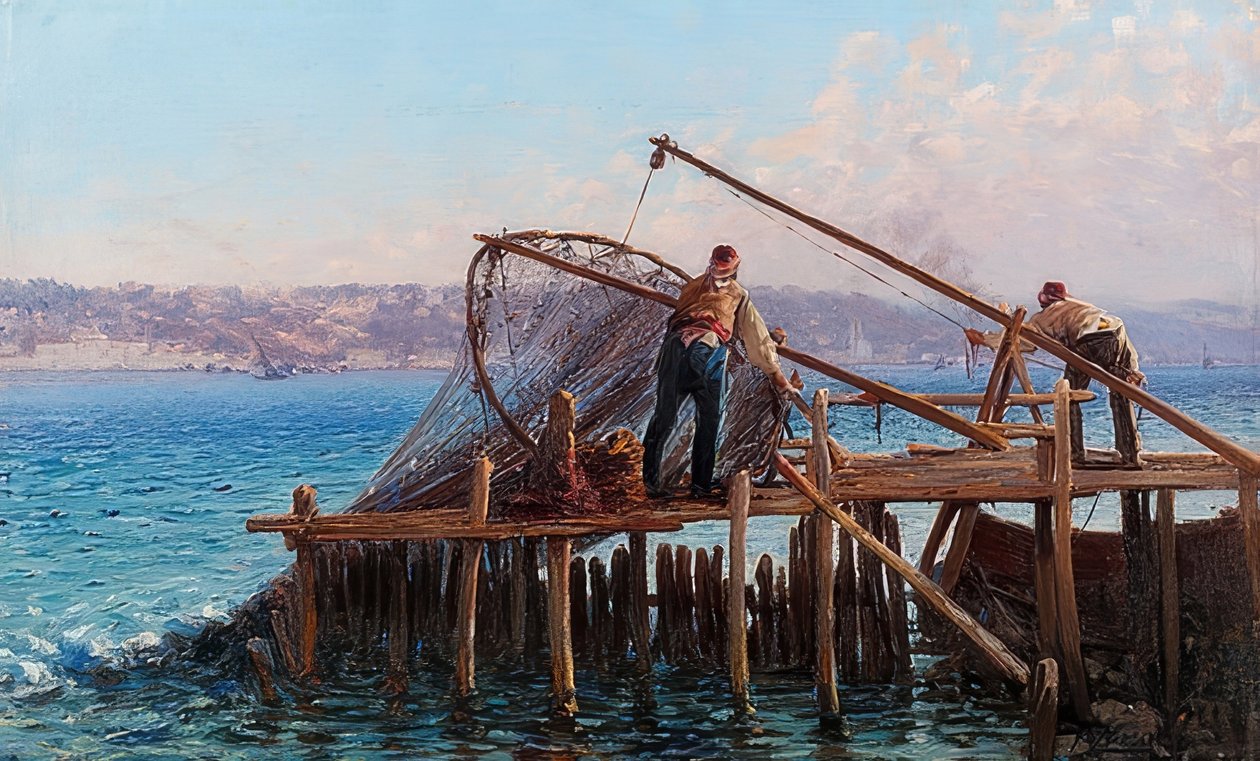 De vissers door Fausto Zonaro