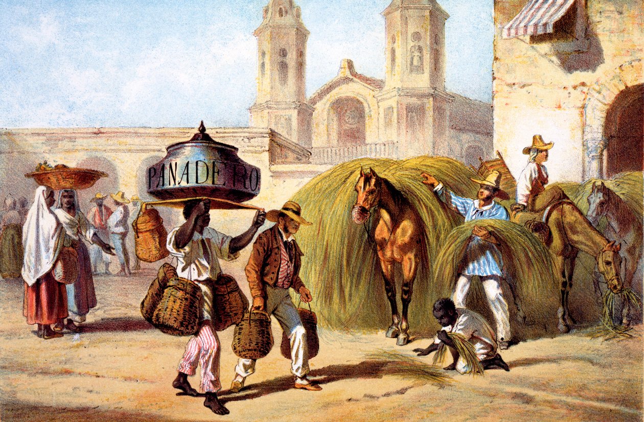 De bakker en de stroverkoper, 1840 door Federico Mialhe