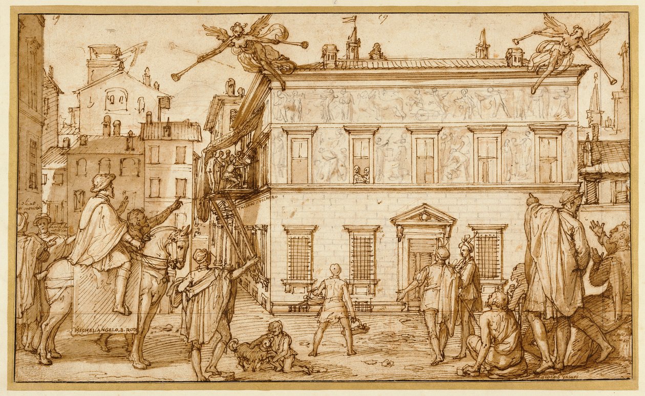 Taddeo Decoreert de Gevel van Palazzo Mattei door Federico Zuccaro
