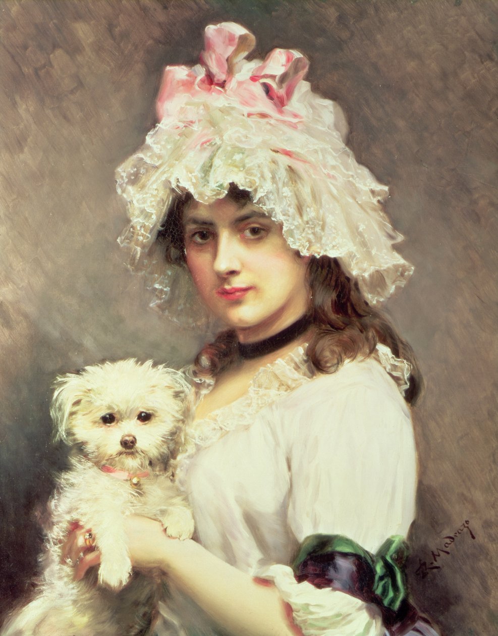 Meisje met een schoothondje door Federico de Madrazo y Kuntz