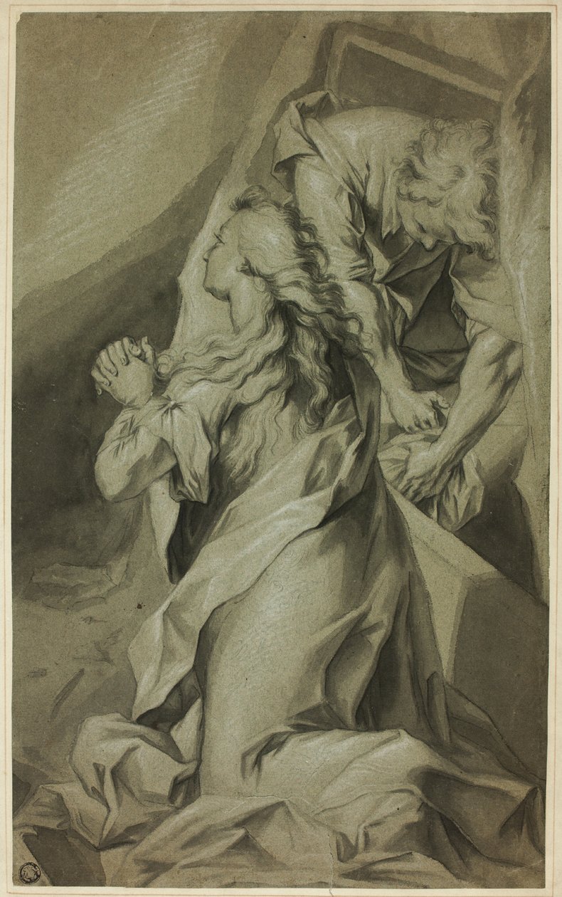 Knielende Magdalena en grafwachter door Federico Barocci