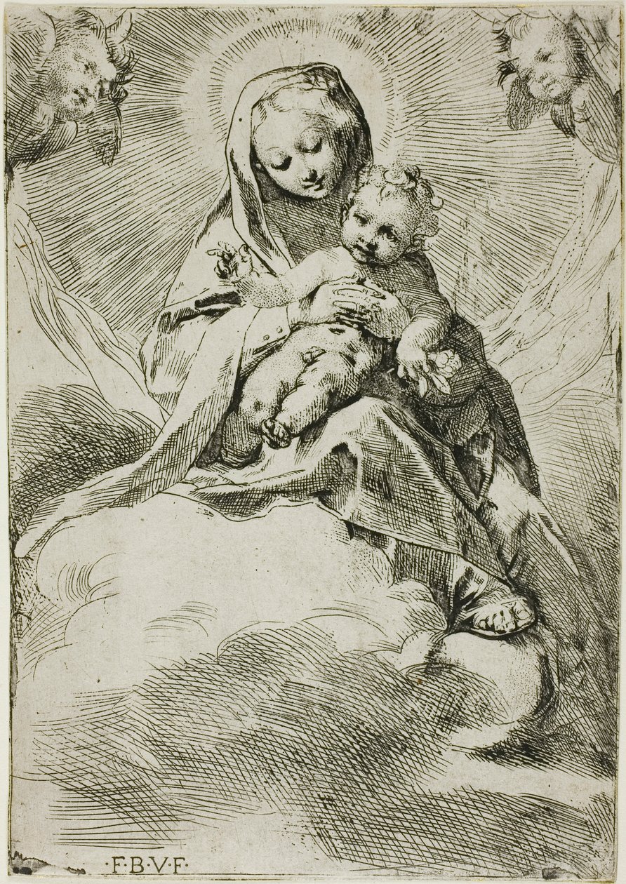 Madonna en kind op wolken door Federico Barocci