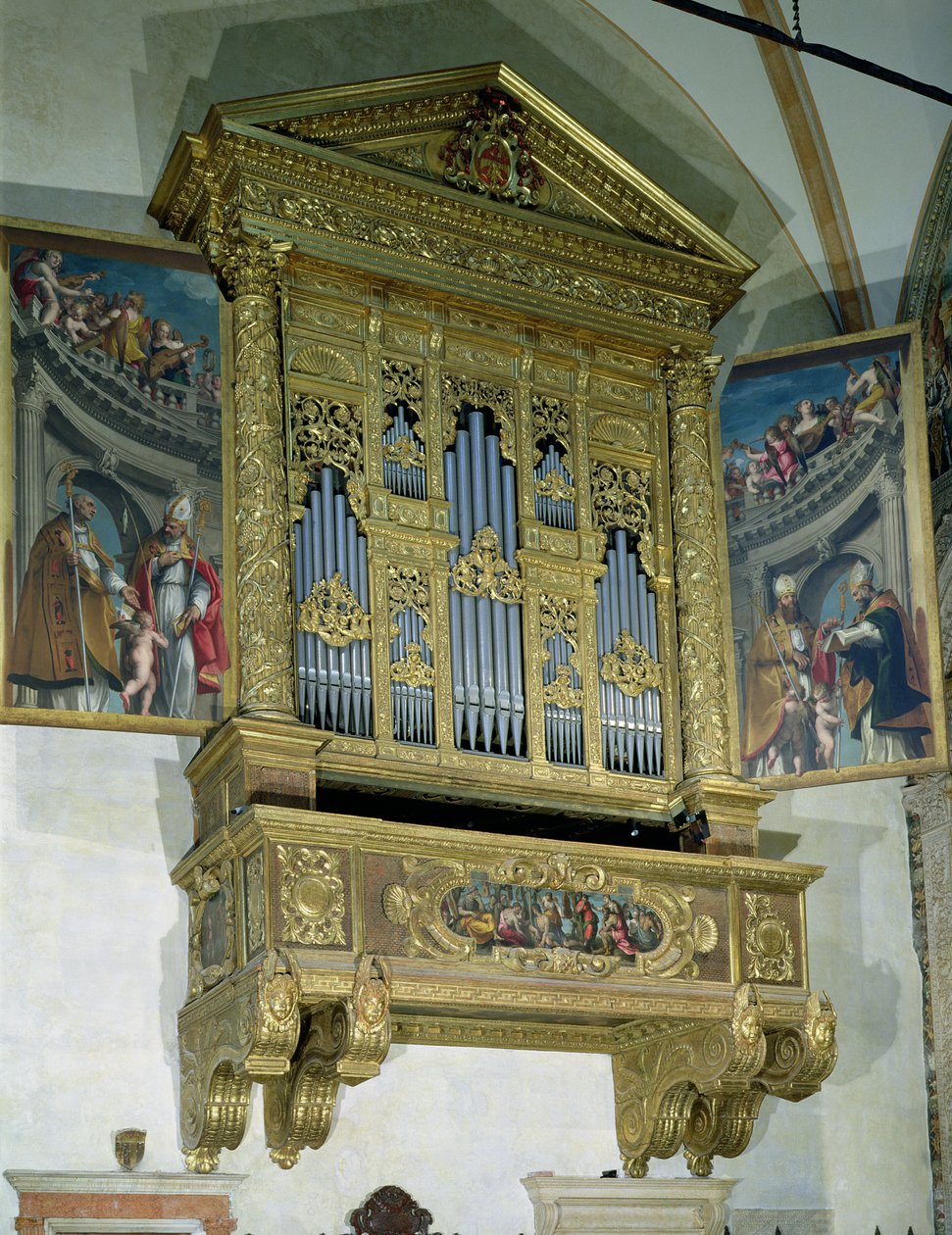 Uitzicht op kerkorgel, c.1590 door Felice Brusasorci