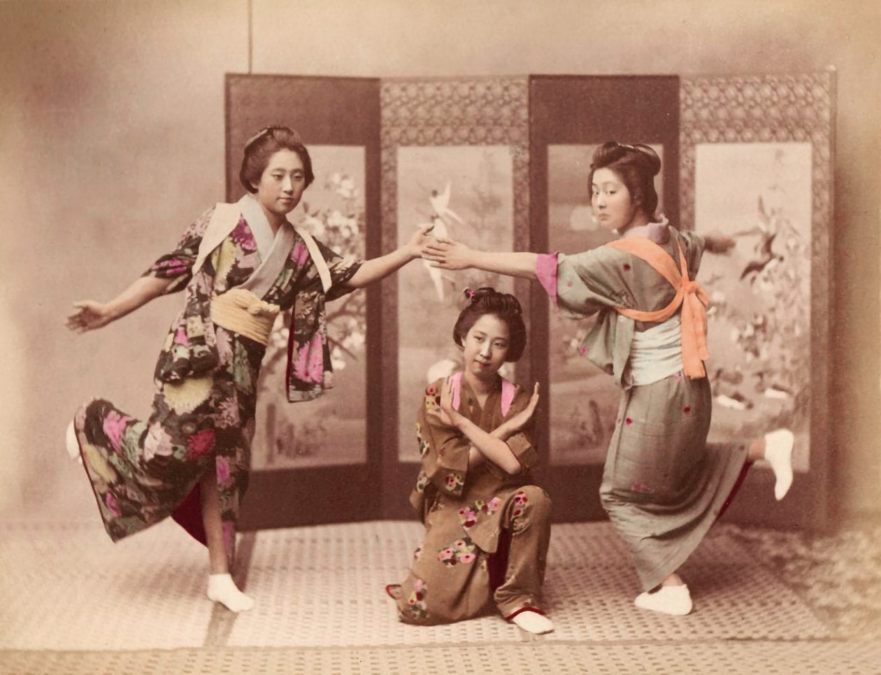 Meisjes dansen c.1895 door Felice Beato