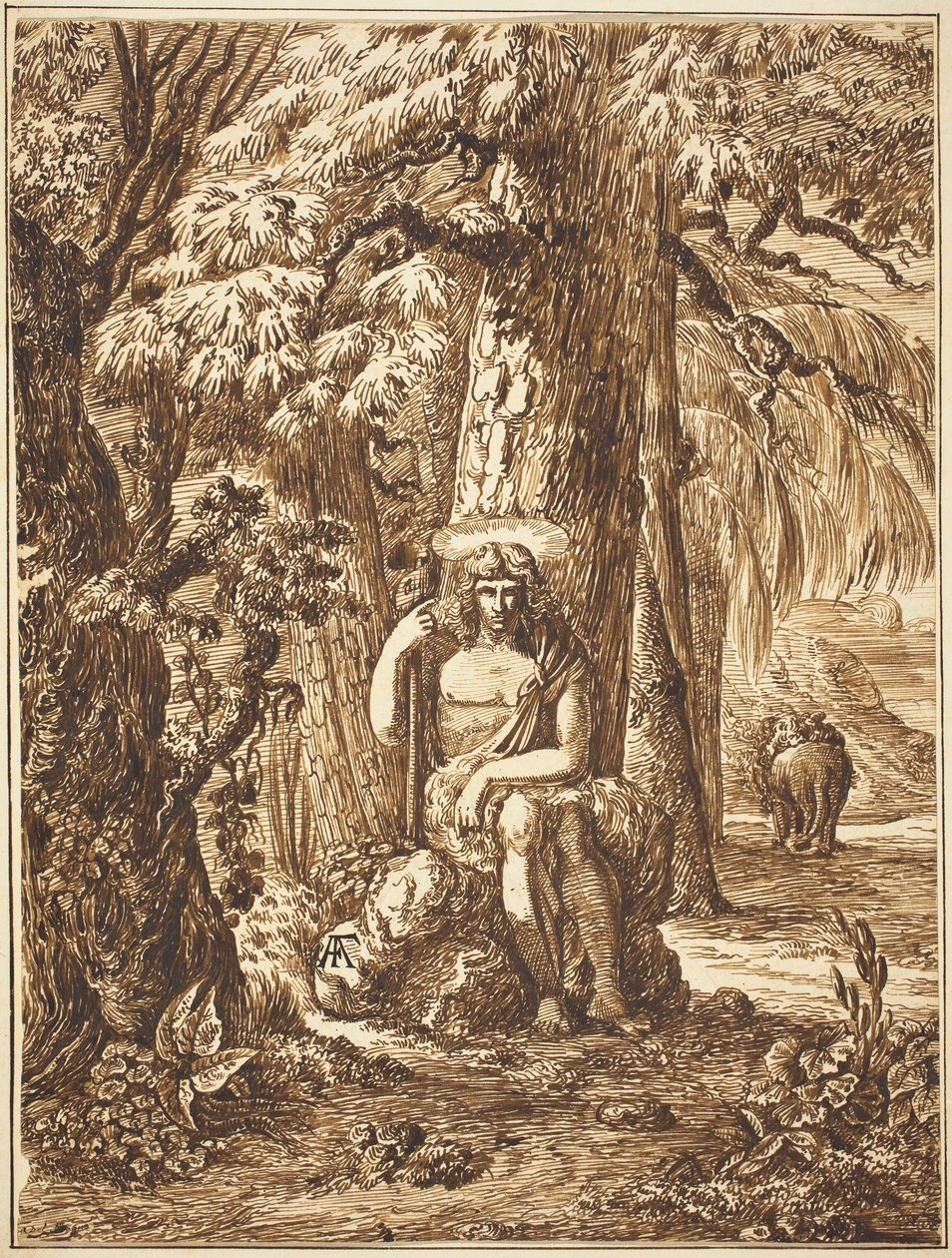 Johannes de Doper in de wildernis door Felice Albites