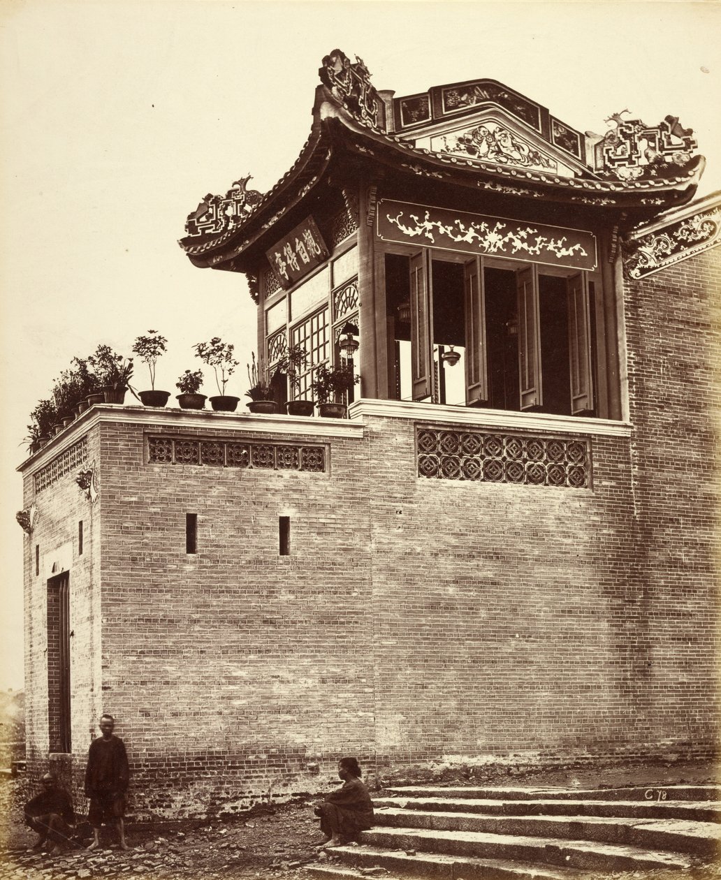 [Chinees koopmanshuis, Kanton, China]. door Felice Beato