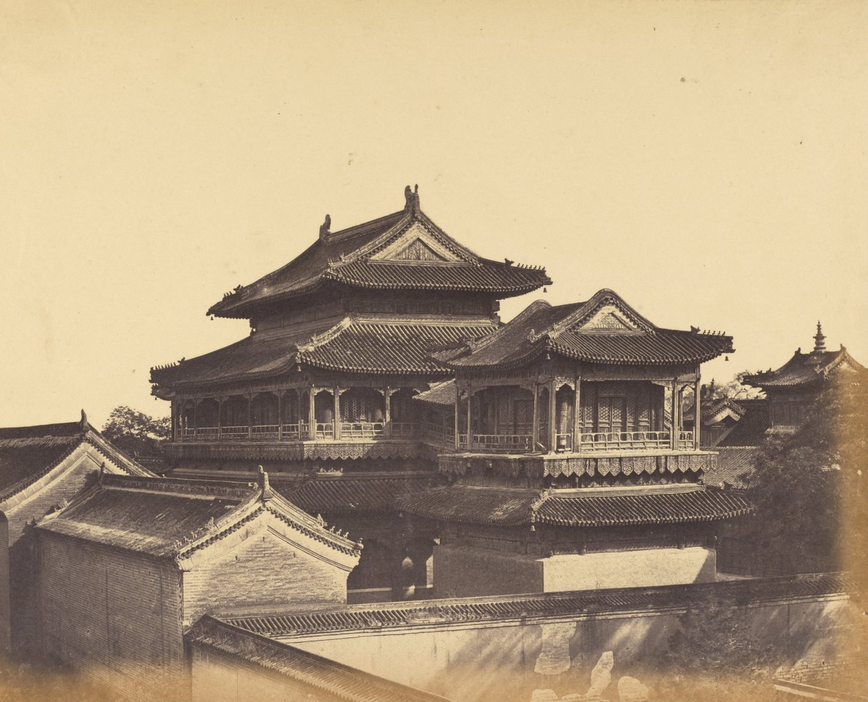 Tempel van Confucius, Peking, Oktober 1860 door Felice Beato