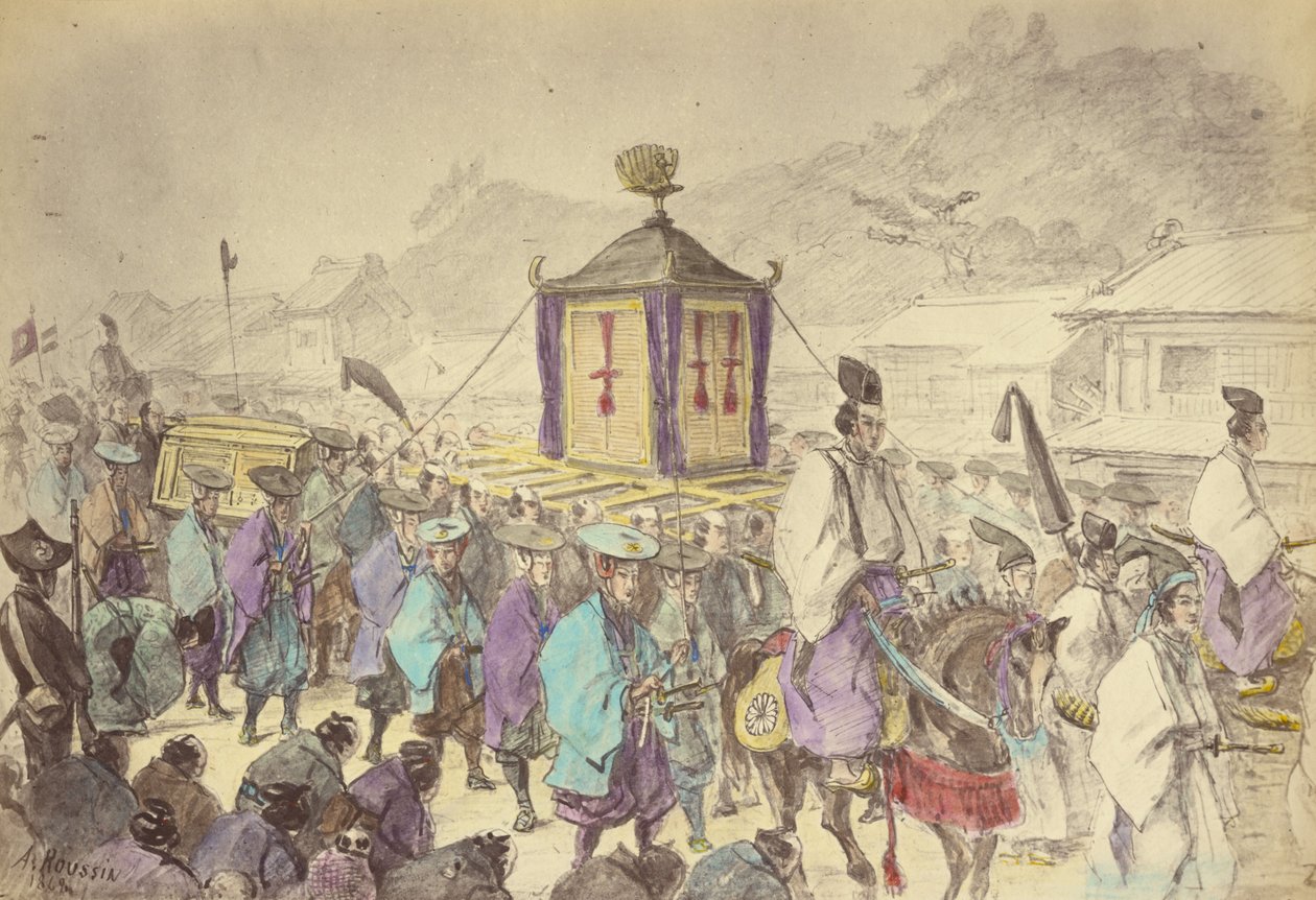 De processie van de Mikado door Felice Beato