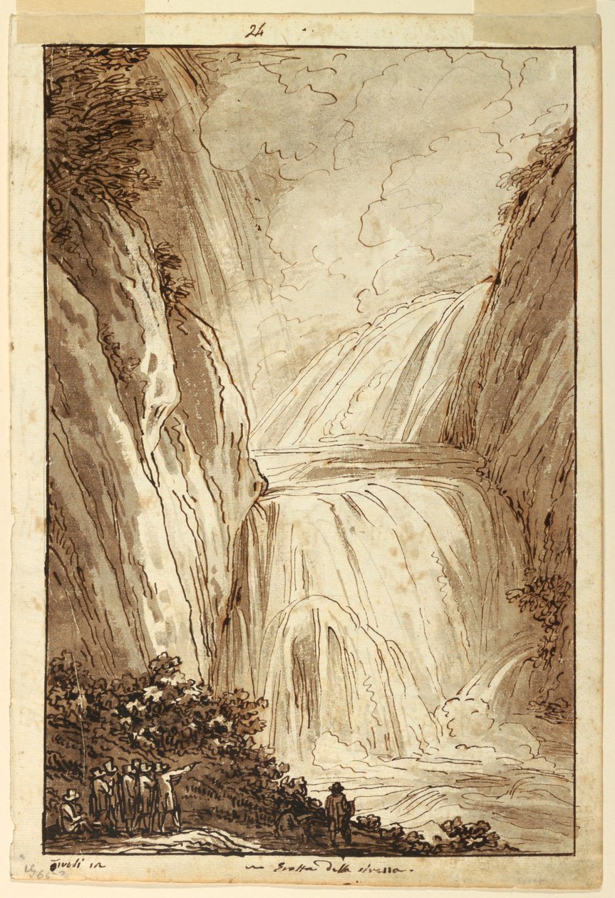 Tekening, Sirenengrot in Tivoli, ca. 1813 door Felice Giani