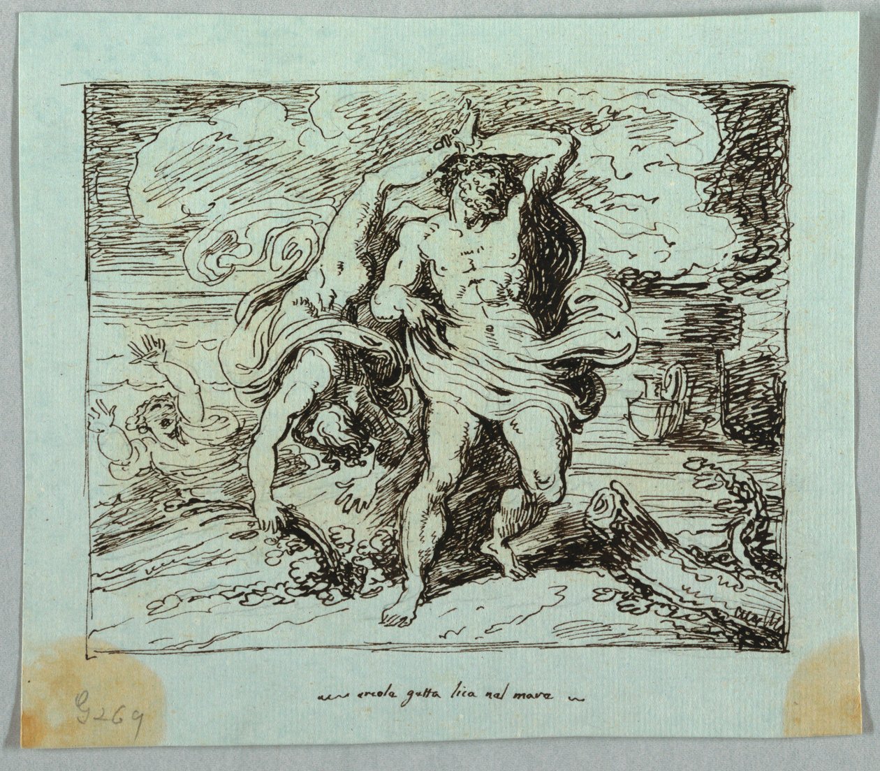 Hercules gooit Lichas in de zee door Felice Giani