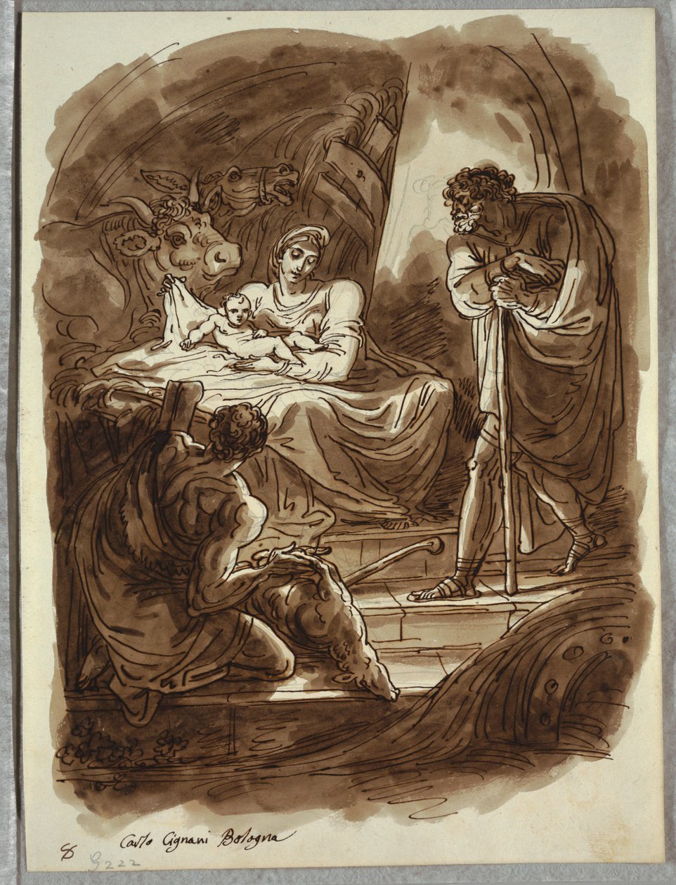 De geboorte van Christus, studie naar Carlo Cignani door Felice Giani