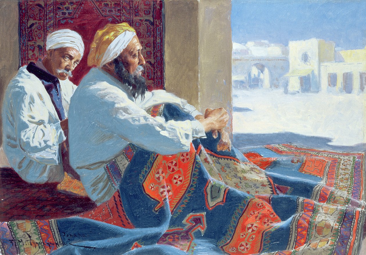 De tapijtverkopers, c.1915 door Feliks Michal Wygrzywalski