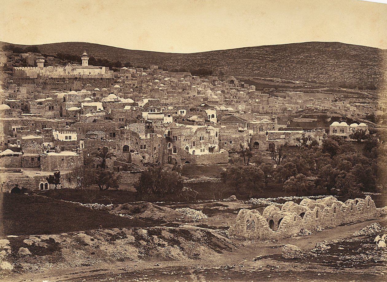Panoramisch uitzicht op Nazareth, Israël door Félix Bonfils