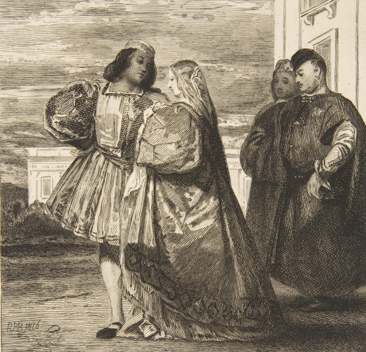 Venetiaanse Promenade, 1863 door Felix Bracquemond