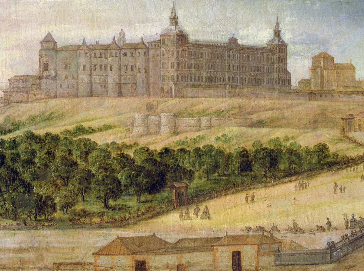 Uitzicht op het Alcazar van Madrid door Felix Castello