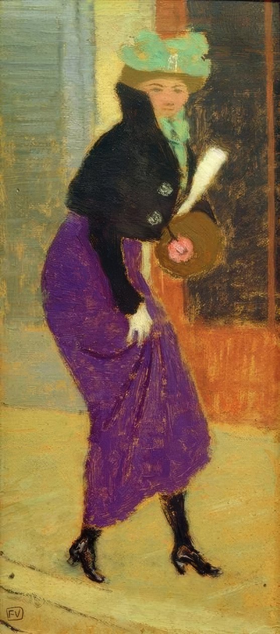 Op straat: Vrouw met mof door Felix Edouard Vallotton