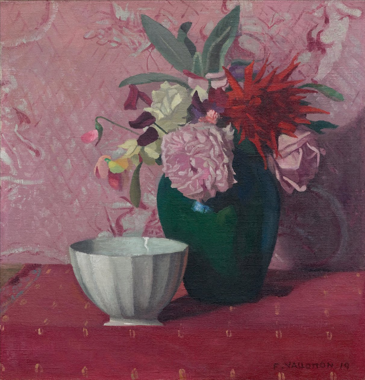 Groene vaas en witte kom door Felix Edouard Vallotton