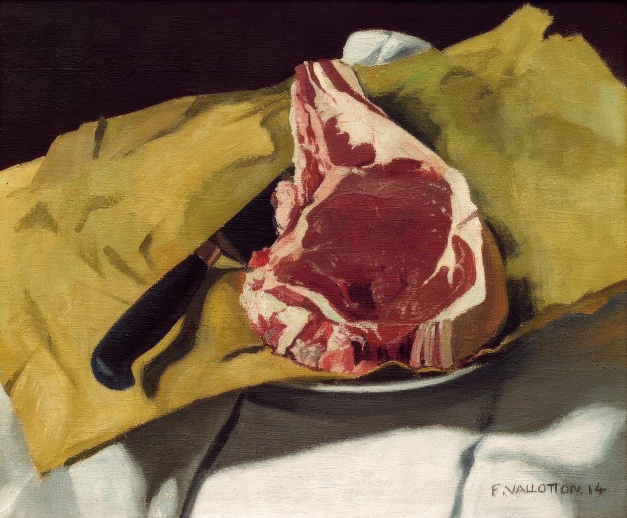 Een entrecote op geel papier door Felix Edouard Vallotton