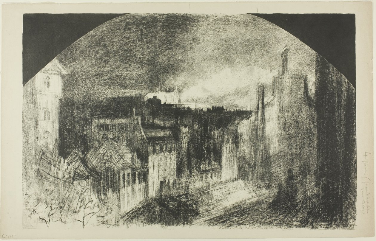 Bastille Dag in Montmartre door Felix Hilaire Buhot