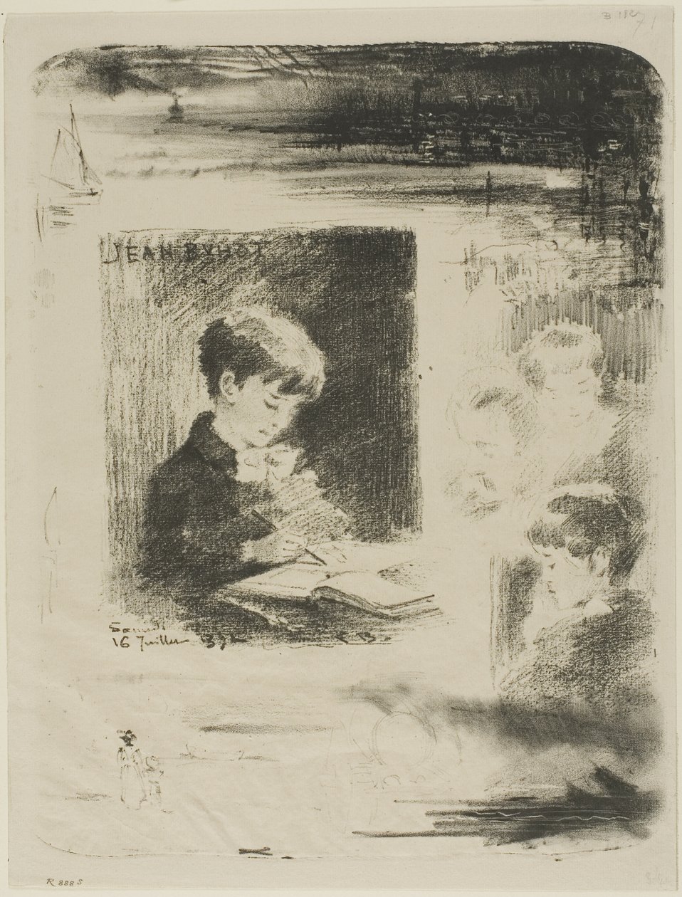 Kind tekent (Jean Buhot) door Felix Hilaire Buhot