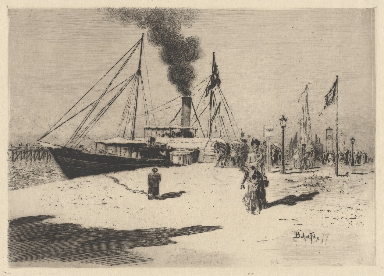 Embarcadere à Trouville door Felix Hilaire Buhot