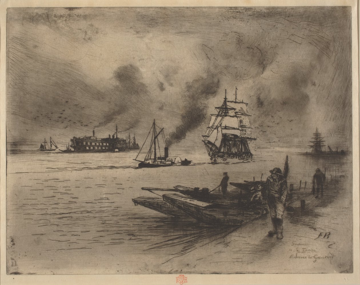 Omgeving van Gravesend door Felix Hilaire Buhot