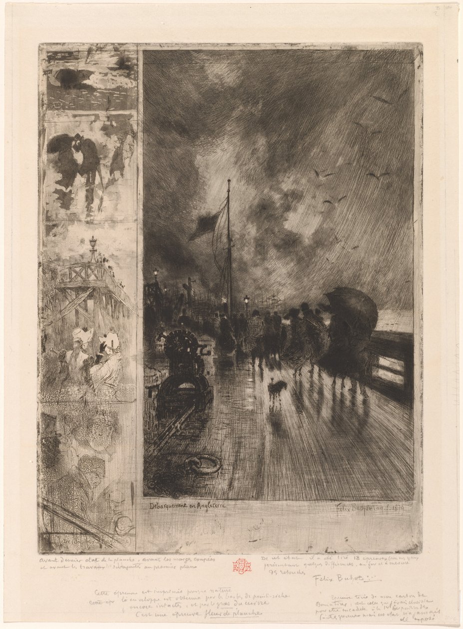 Landing in Engeland door Felix Hilaire Buhot