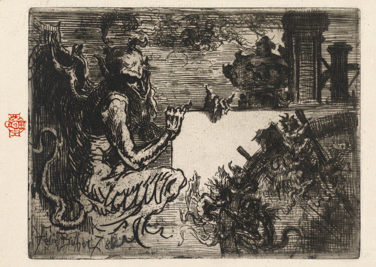 De demonprinter door Felix Hilaire Buhot