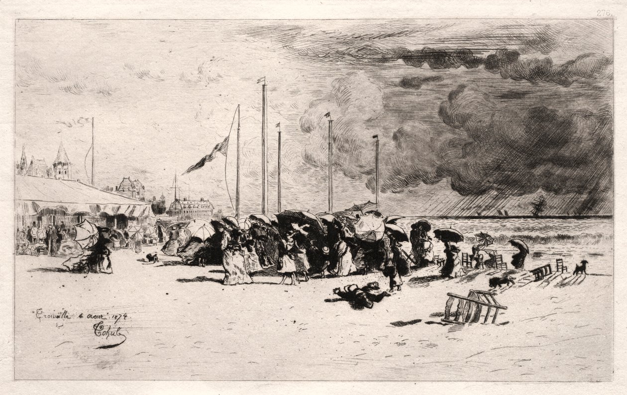 De storm bij Trouville, 1874 door Felix Hilaire Buhot
