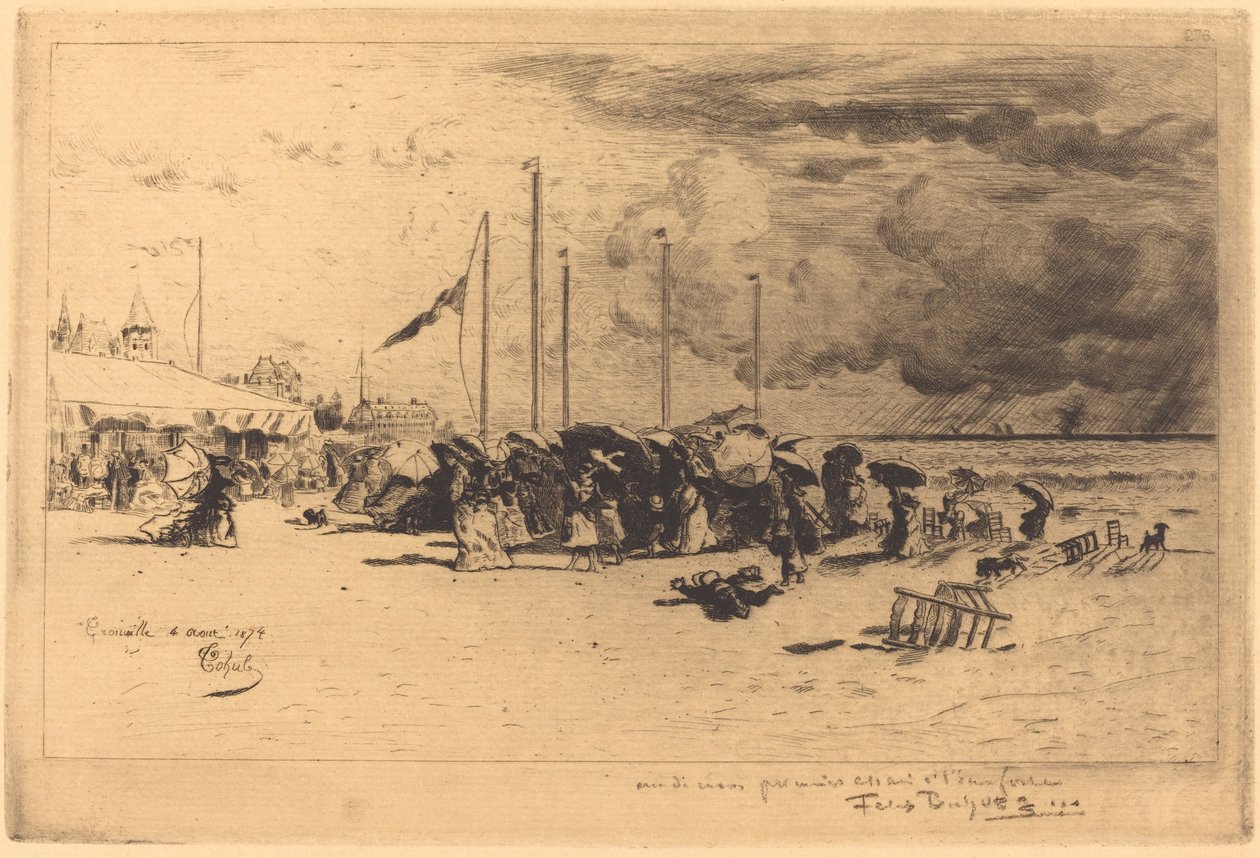 Storm in Trouville door Felix Hilaire Buhot