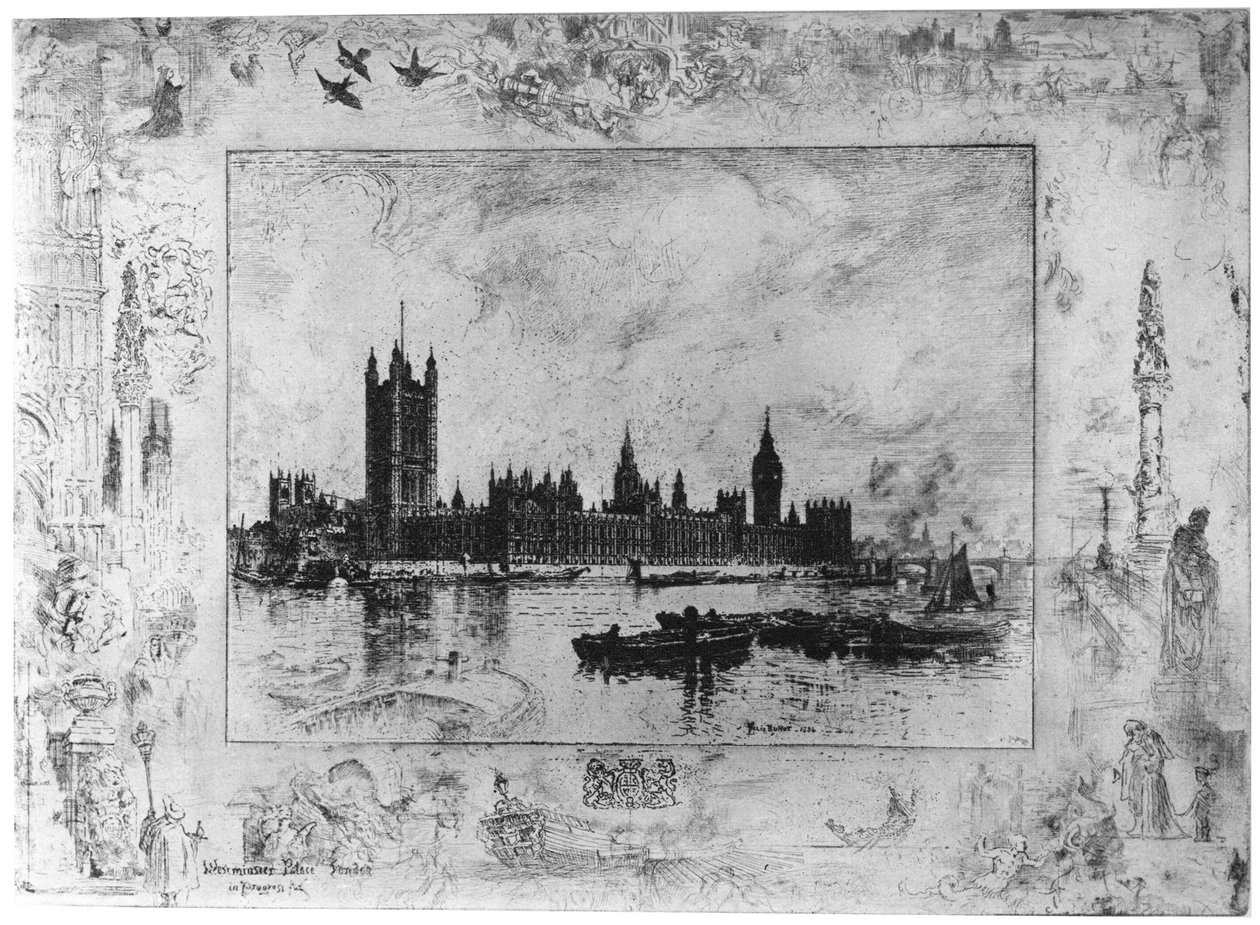 Westminster Palace, ca. 1870-1900, 1924 door Felix Hilaire Buhot