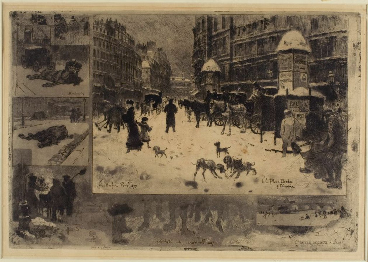 Winter in Parijs door Felix Hilaire Buhot