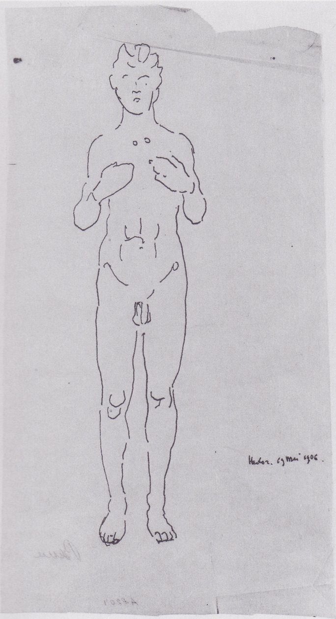 Figurenstudie voor Blik in het Oneindige III door Ferdinand Hodler