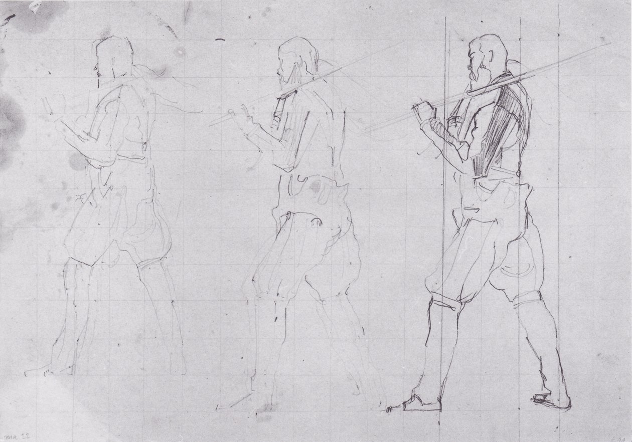 Naar links lopende krijger door Ferdinand Hodler