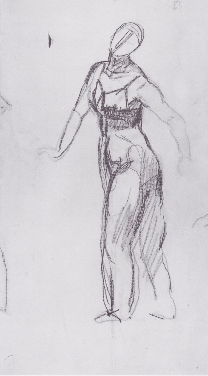 Naar links lopende vrouw door Ferdinand Hodler